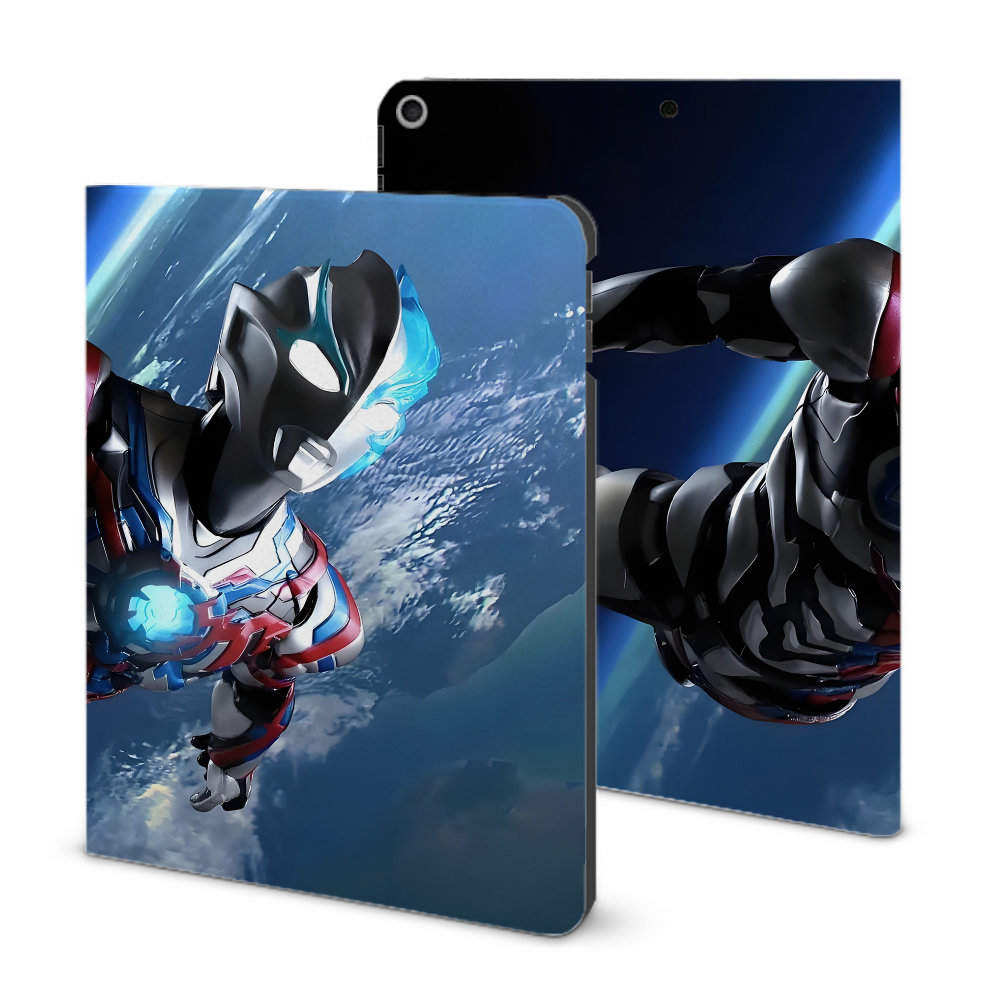 （画像用） ウルトラマン Ultraman IPad ケース ブック型 PUレザー TPU 耐衝撃 軽量 薄型 ペン収納なし 全面保護 IPad 各モデル対応